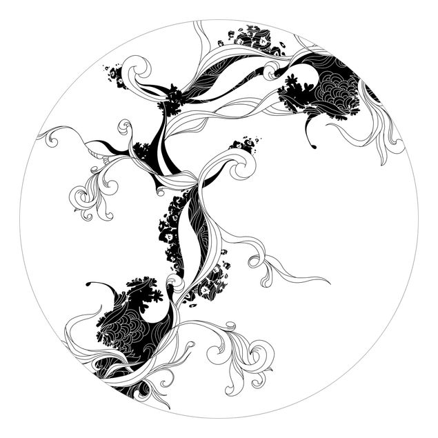 Self-adhesive round wallpaper - Tendril In Ink