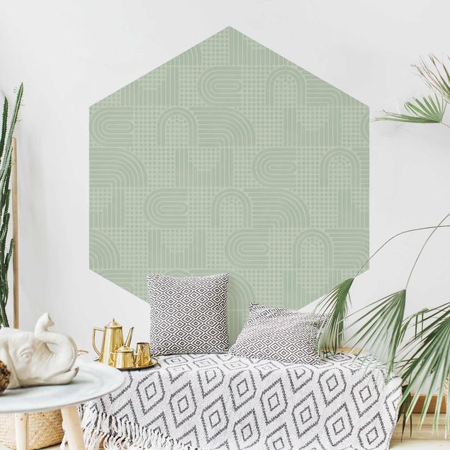 Self-adhesive hexagonal pattern wallpaper - Rainbow Pattern In Grey