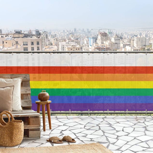 Privacy screen for balcony railing Rainbow Stripes