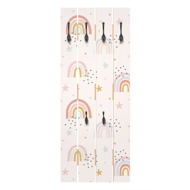 Wooden coat rack - Rainbow World With Stars And Dots