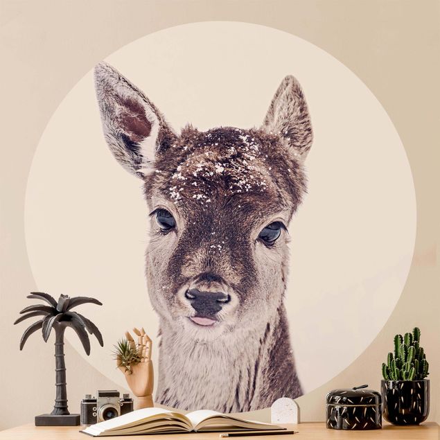 Self-adhesive round wallpaper - Fawn Portrait