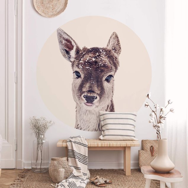 Self-adhesive round wallpaper - Fawn Portrait