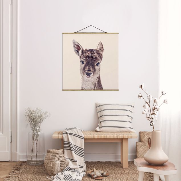 Fabric print with poster hangers - Fawn Portrait - Square 1:1