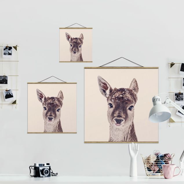 Fabric print with poster hangers - Fawn Portrait - Square 1:1
