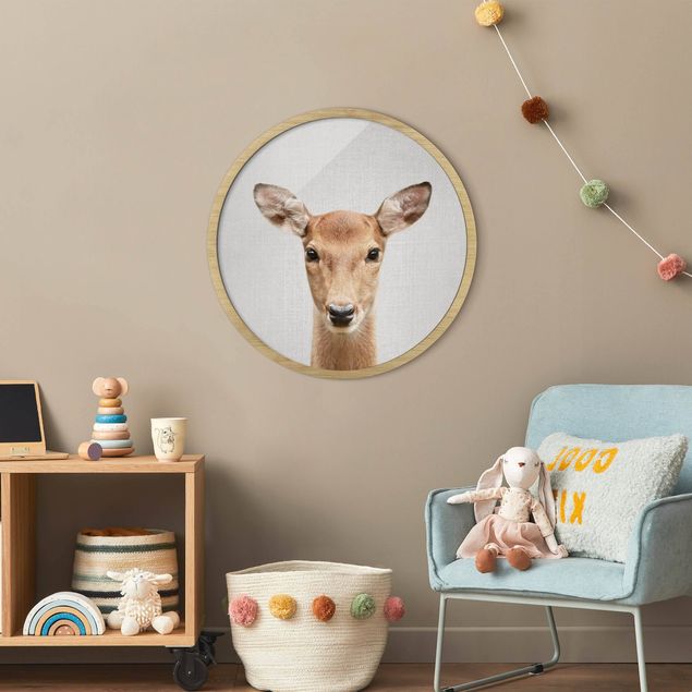 Circular framed print - Roe Deer Rita