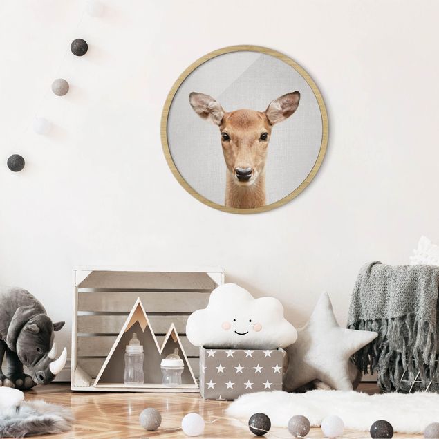 Circular framed print - Roe Deer Rita