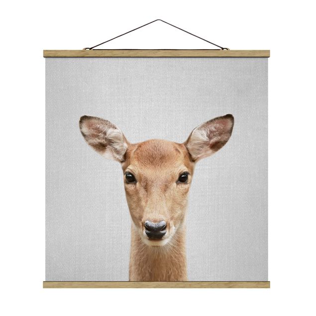 Fabric print with poster hangers - Roe Deer Rita - Square 1:1