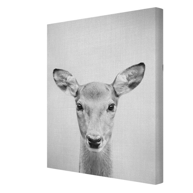 Canvas print - Roe Deer Rita Black And White - Portrait format 3:4