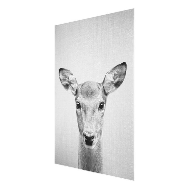 Glass print - Roe Deer Rita Black And White