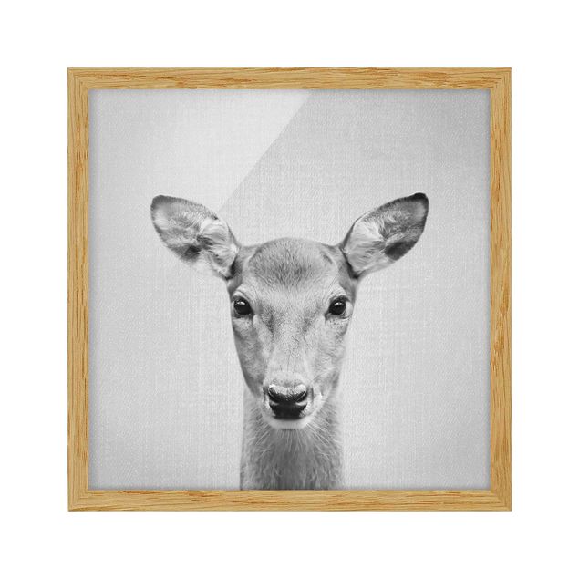 Framed poster - Roe Deer Rita Black And White