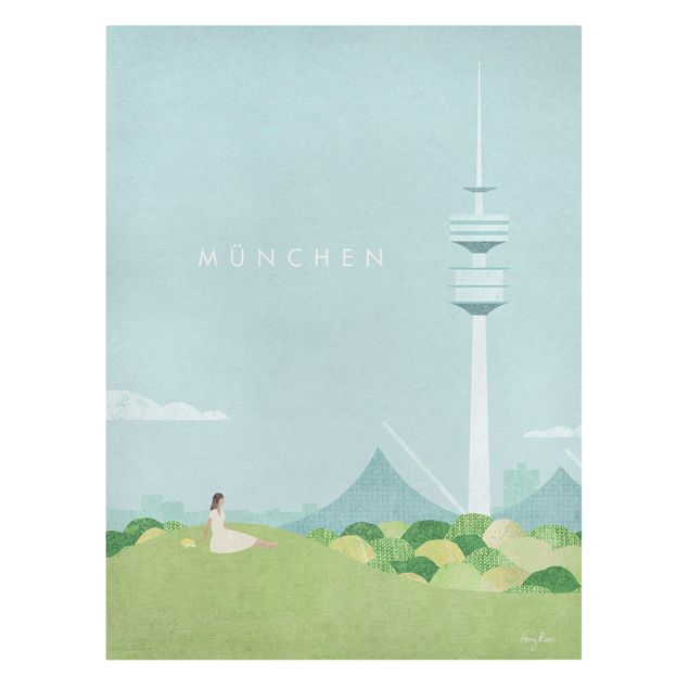 Print on canvas - Travel poster - Munich - Portrait format 3:4