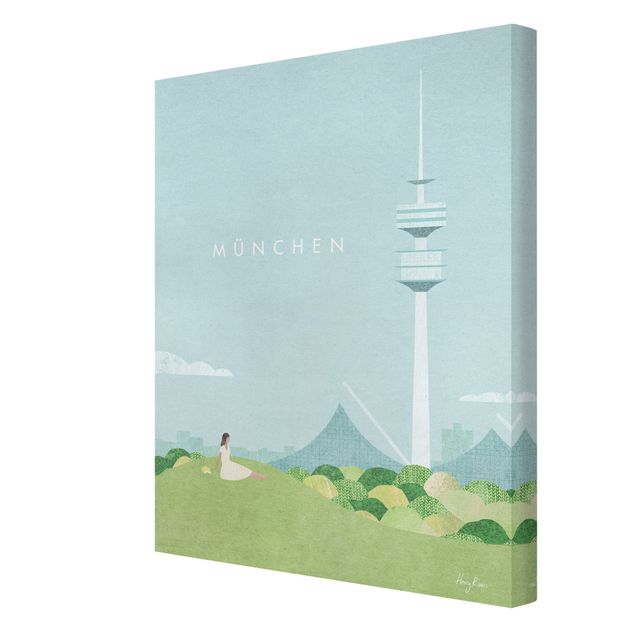 Print on canvas - Travel poster - Munich - Portrait format 3:4