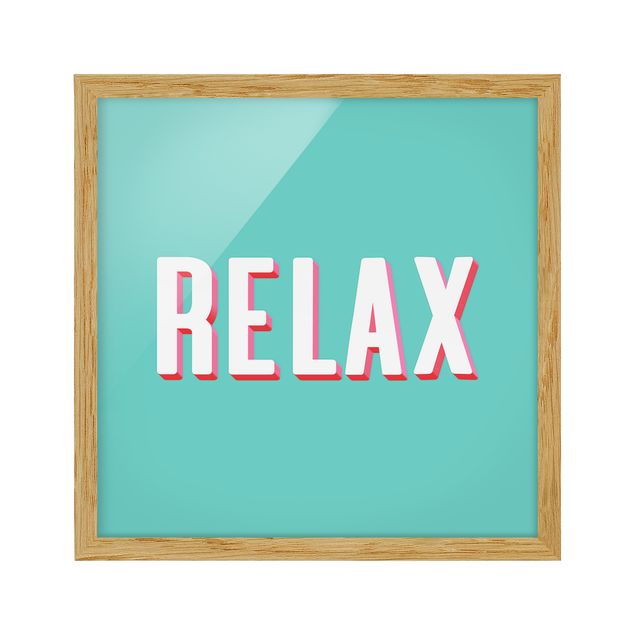 Framed poster - Relax Typo On Blue
