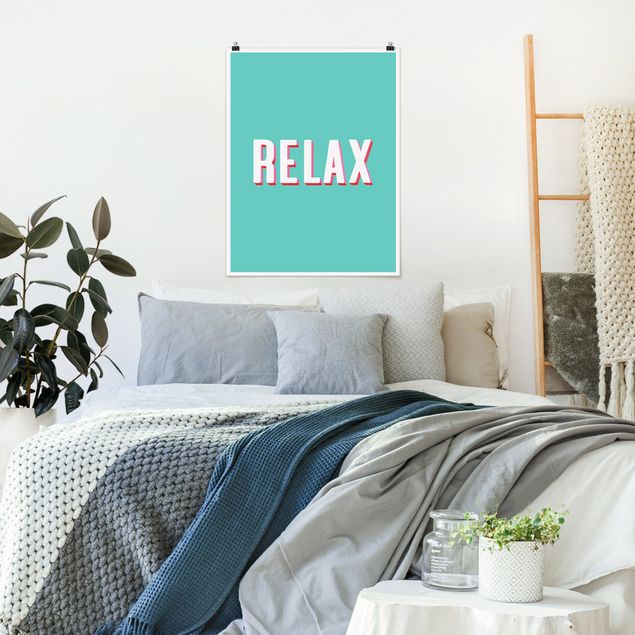 Poster - Relax Typo On Blue