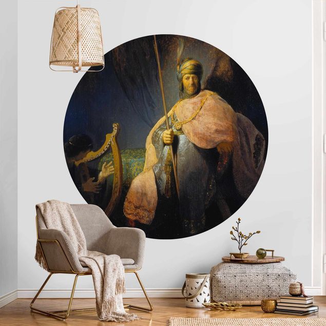 Self-adhesive round wallpaper - Rembrandt van Rijn - David playing the Harp to Saul