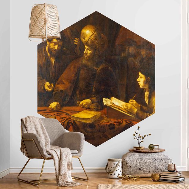 Self-adhesive hexagonal pattern wallpaper - Rembrandt Van Rijn - Parable of the Labourers