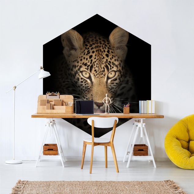 Self-adhesive hexagonal pattern wallpaper - Resting Leopard