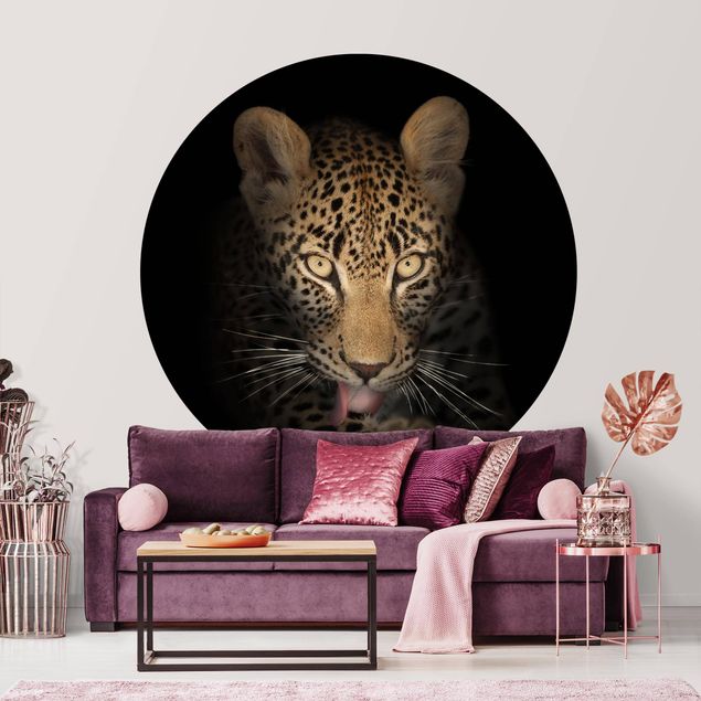 Self-adhesive round wallpaper - Resting Leopard