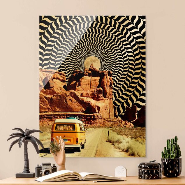 Glass print - Retro Collage - The Best Road Trip II