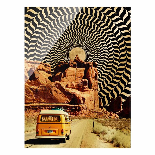 Glass print - Retro Collage - The Best Road Trip II