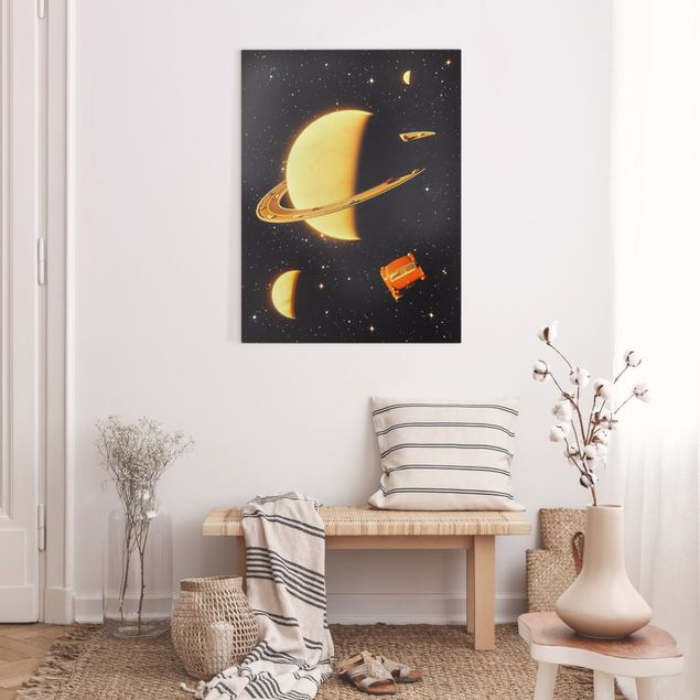 Canvas print - Retro Collage - The Rings Of Saturn - Portrait format 3:4