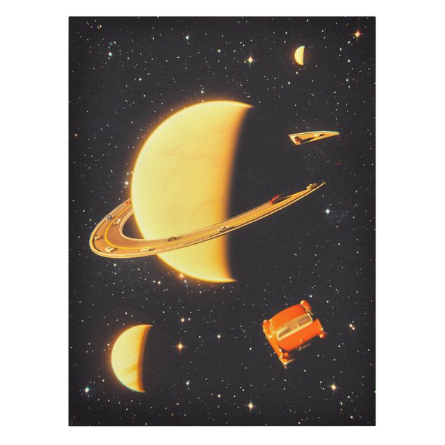 Canvas print - Retro Collage - The Rings Of Saturn - Portrait format 3:4