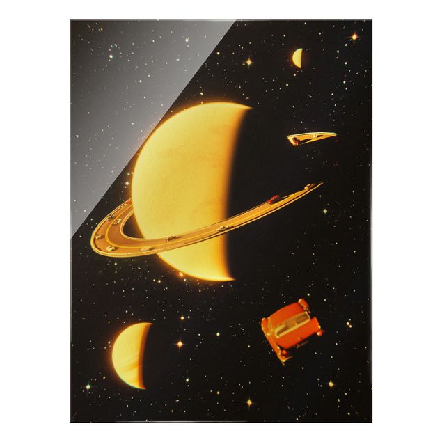Glass print - Retro Collage - The Rings Of Saturn
