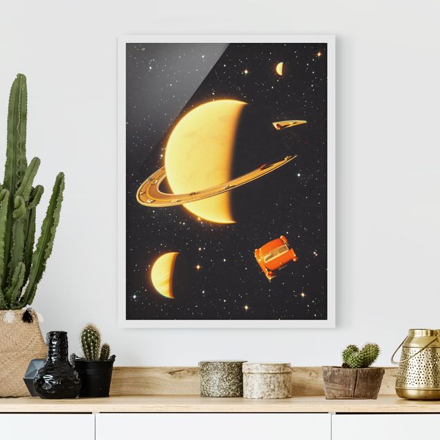 Framed poster - Retro Collage - The Rings Of Saturn