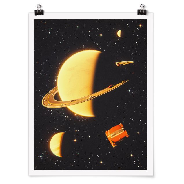 Poster art print - Retro Collage - The Rings Of Saturn