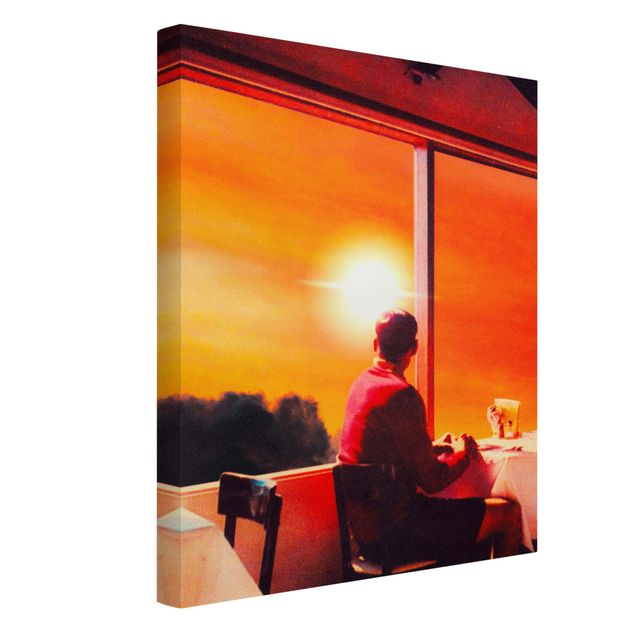 Canvas print - Retro Collage - Breakfast With A View - Portrait format 3:4