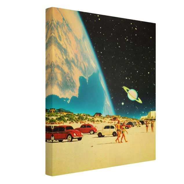 Canvas print - Retro Collage - Galactic Beach - Portrait format 3:4