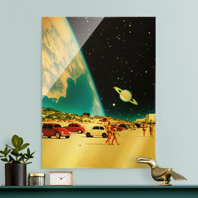 Glass print - Retro Collage - Galactic Beach