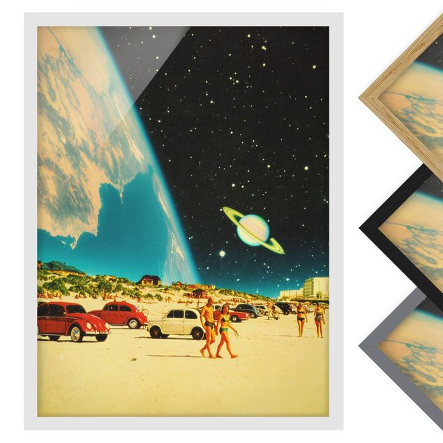 Framed poster - Retro Collage - Galactic Beach