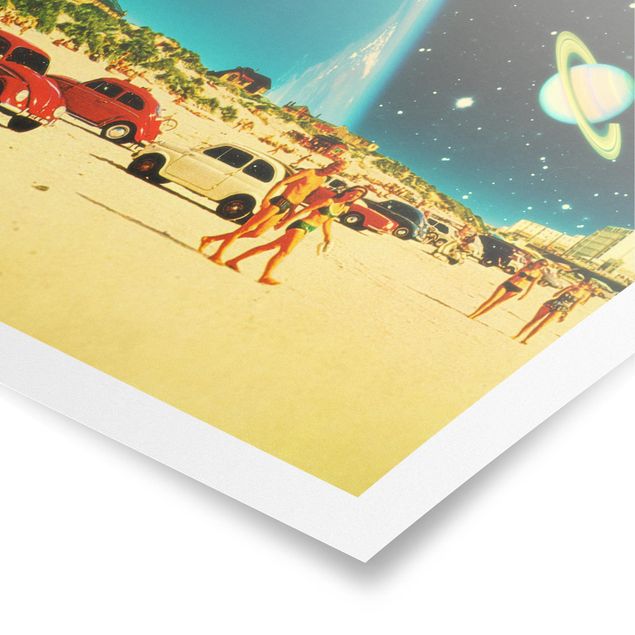 Poster art print - Retro Collage - Galactic Beach