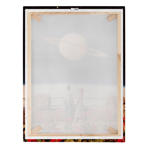 Canvas print - Retro Collage - Love In Space - Portrait format 3:4