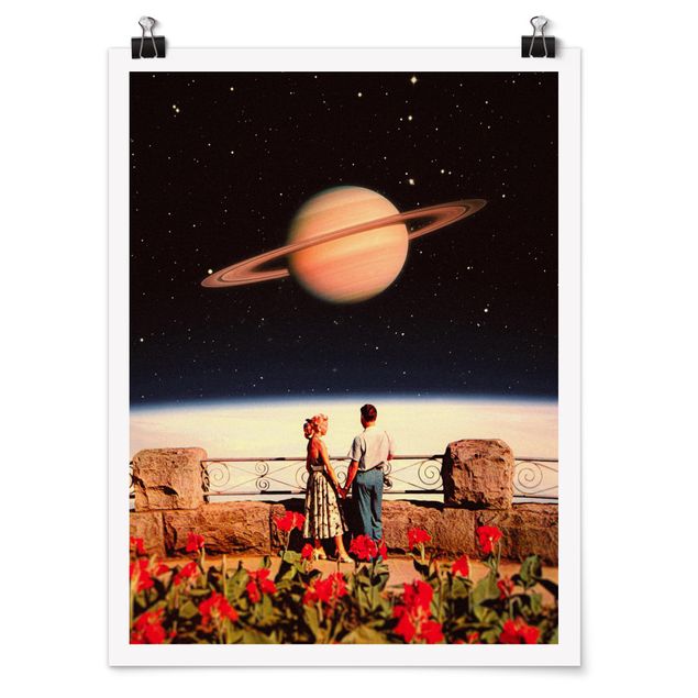 Poster art print - Retro Collage - Love In Space