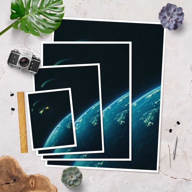 Poster art print - Retro Collage - Road Trip Through Space