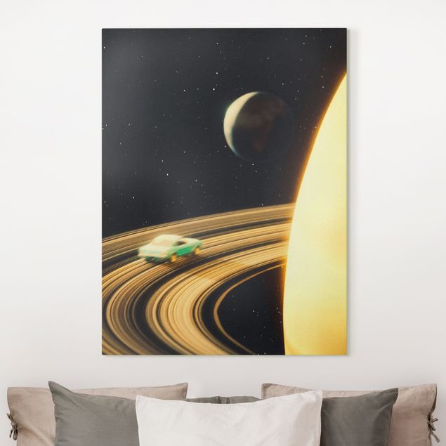 Canvas print - Retro Collage - Saturn Highway - Portrait format 3:4