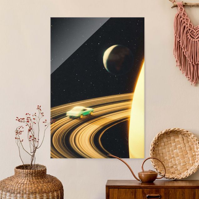 Glas Magnettafel Retro Collage - Saturn Highway