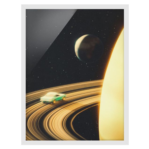 Framed poster - Retro Collage - Saturn Highway