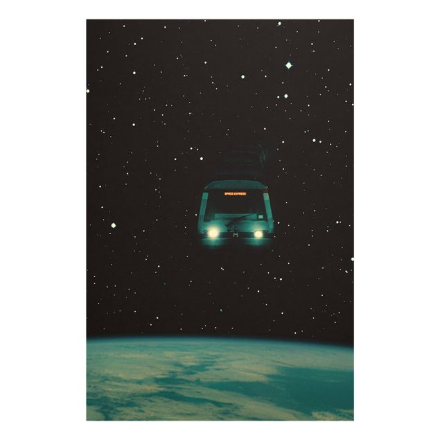 Glass print - Retro Collage - Space Express