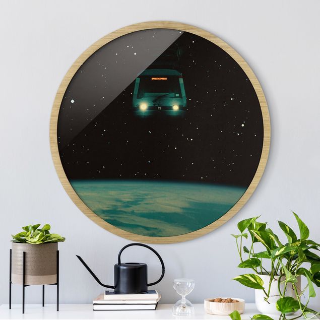 Framed prints round Retro Collage - Space Express