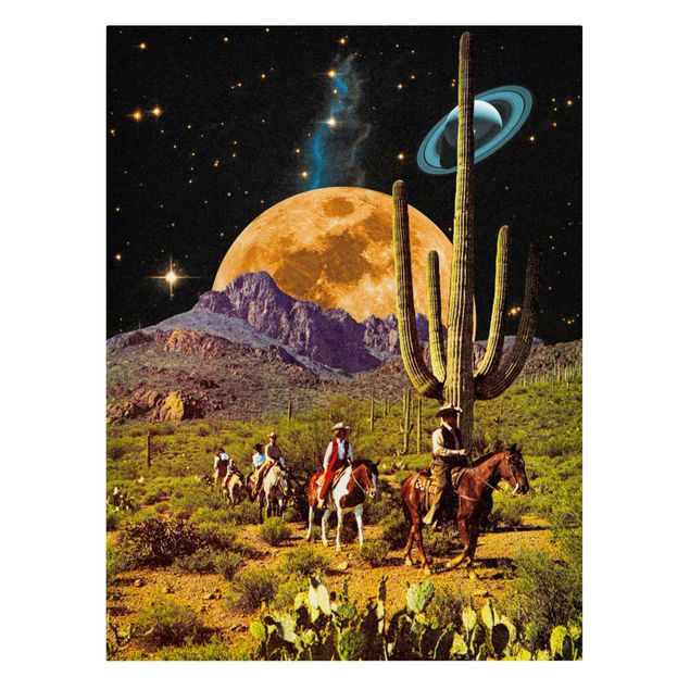 Canvas print - Retro Collage - Space Cowboys - Portrait format 3:4