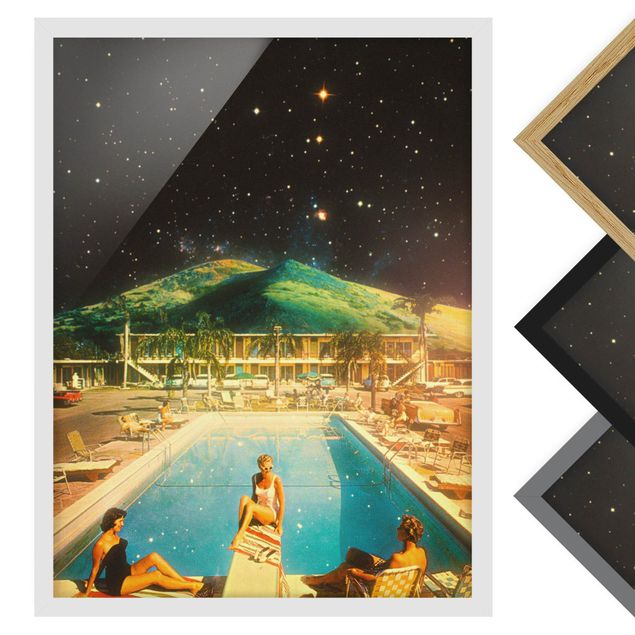 Framed poster - Retro Collage - Space Pool