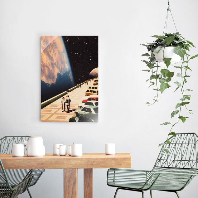 Glass print - Retro Collage - Boardwalk In Space