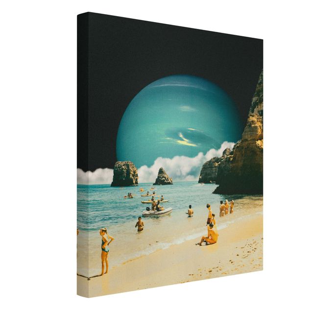 Canvas print - Retro Collage - Space Beach - Portrait format 3:4