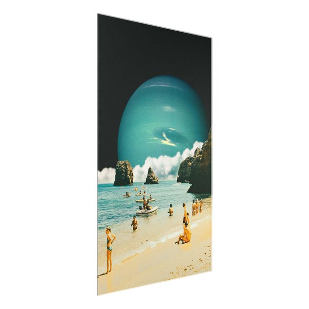 Glass print - Retro Collage - Space Beach