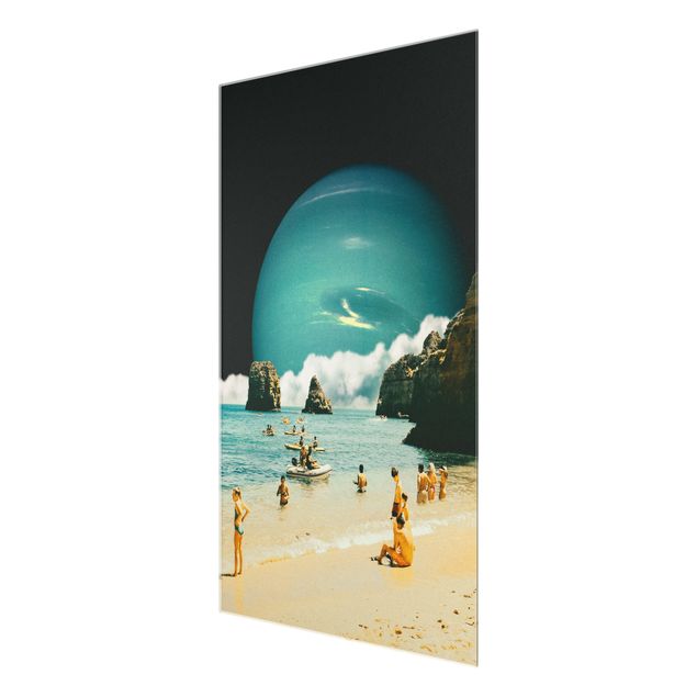 Glass print - Retro Collage - Space Beach
