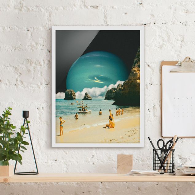 Framed poster - Retro Collage - Space Beach