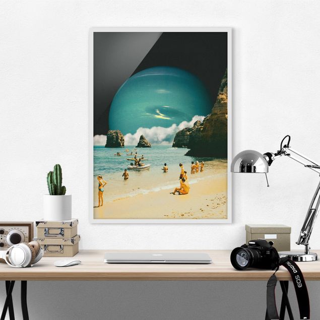 Framed poster - Retro Collage - Space Beach